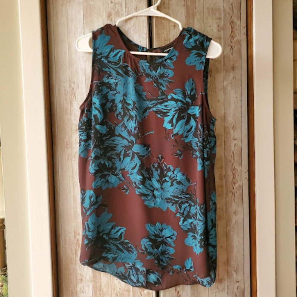Brown and Aqua Floral Tunic